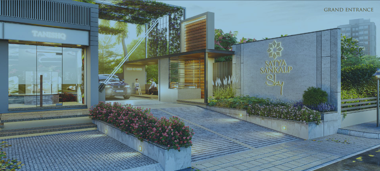 Satya Sankalp Sky Grand Entrance Gate with Tanishq Retail Frontage